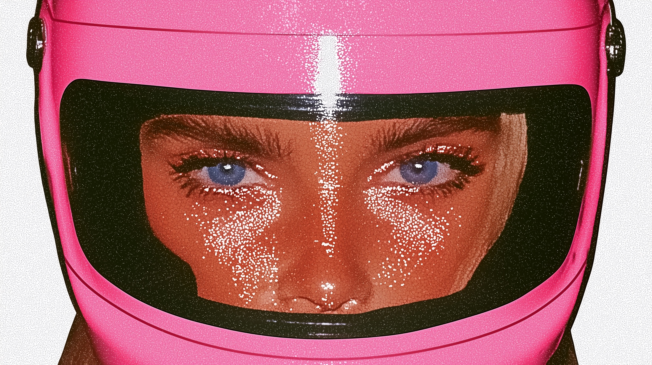 Woman wearing a pink helmet